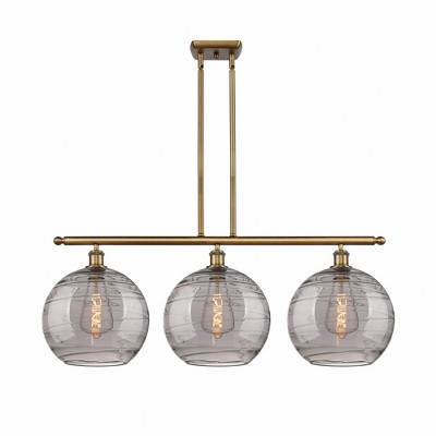 Athens Deco Swirl - 3 Light Stem Hung Island In Industrial Style-13.88 Inches Tall and 38.5 Inches Wide