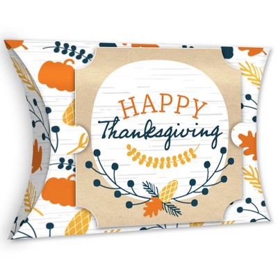 Big Dot of Happiness Happy Thanksgiving - Favor Gift Boxes - Fall Harvest Party Large Pillow Boxes - Set of 12