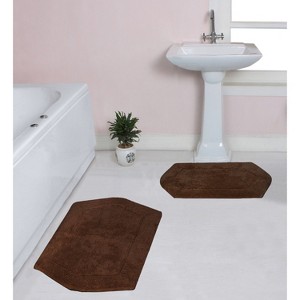Waterford Collection Tufted Bath Rug, Extra Soft and Absorbent, Non-Slip Bath Mats, Machine Washable bath rugs for Bathroom, 2 Piece Set, Chocolate - 1 of 4