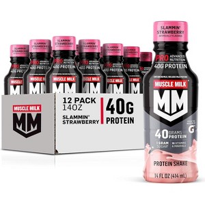 Muscle Milk 40g Protein Shake, Slammin' Strawberry High Protein, Non-Dairy, Ready-to-Drink, Vitamins & Minerals - 1 of 4