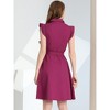 Allegra K Women's Cotton Ruffled Cap Sleeve Tie Waist Button Casual Office Shirt Dress - 4 of 4
