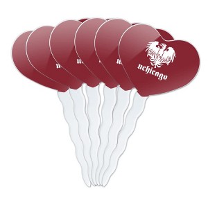 University of Chicago Primary Logo Heart Love Cupcake Picks Toppers Decoration Set of 6 - 1 of 4