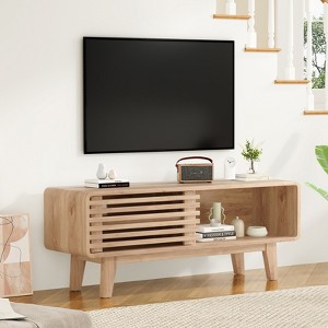 Rbied TV Stand for TV Up to 59 Inch, Entertainment Center with Storage Cabinet and Sliding Door, Mid-Modern Century Console Table, 46 Inch - 1 of 4