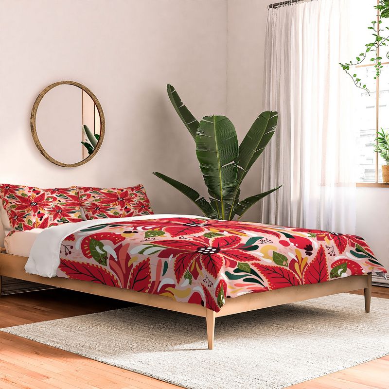 Avenie Abstract Floral Poinsettia Red Comforter + Pillow Sham(s) - Deny Designs, 2 of 4
