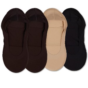 Memoi 4 Pairs Women's Cushioned Fine Edge No-Show Sock Liner - 1 of 2