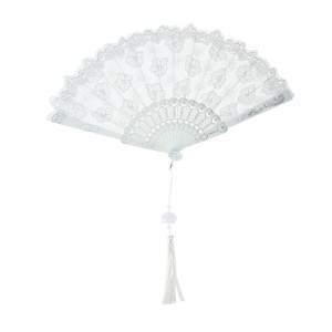 Unique Bargains Cherry Blossom with Tassel Folding Fan 1 Pc - 1 of 4