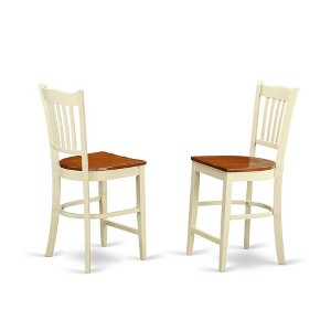 East West Furniture,Groton Counter Stools With Wood Seat In Buttermilk and Cherry Finish, Set of 2 - 1 of 3