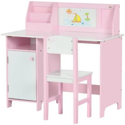 Pink Toddler Desk and Chair Set, Kids Writing Desk Study Table for Children