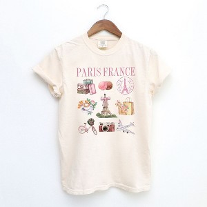 Simply Sage Market Women's Coquette Paris Collage Short Sleeve Garment Dyed Tee - 1 of 2