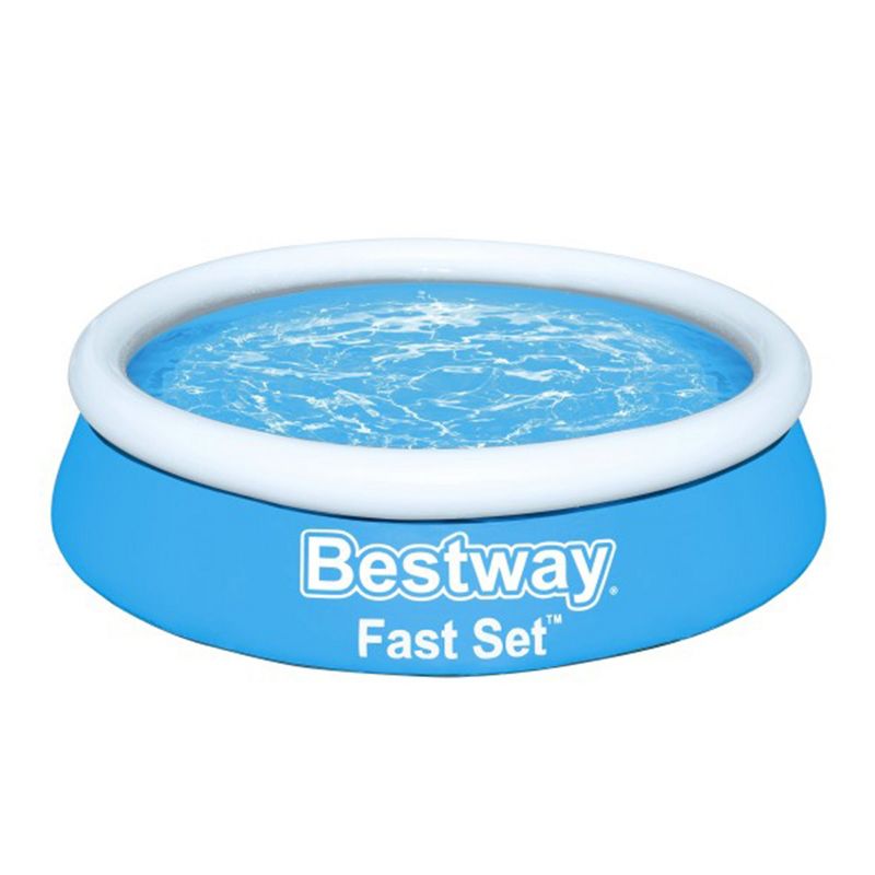 Bestway Fast Set 6 Foot x 20 Inch Round Inflatable Above Ground Outdoor Swimming Pool with 248 Water Capacity and Repair Patch, Blue (Pool Only), 1 of 10