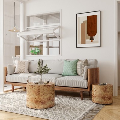 VYNXARIA Nesting Coffee Table Set of 2 - Modern Round Wooden Accent Tables for Small Spaces