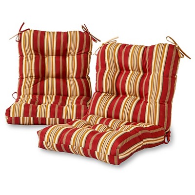 Set of 2 Roma Stripe Outdoor Seat/Back Chair Cushions - Kensington Garden