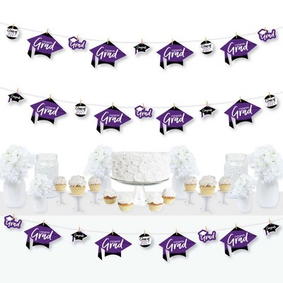 Big Dot of Happiness Purple Grad - Best is Yet to Come - 2021 Purple Graduation Party DIY Decorations - Clothespin Garland Banner - 44 Pieces