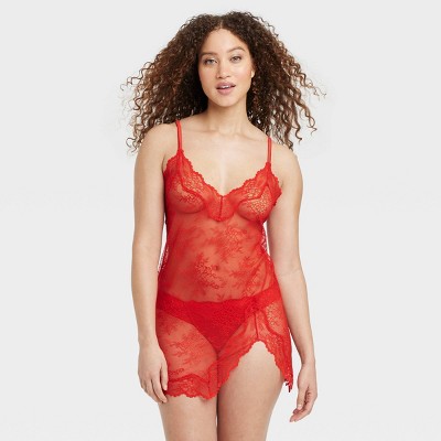 Women's Allover Lace Lingerie Slip Dress - Auden™ Red S