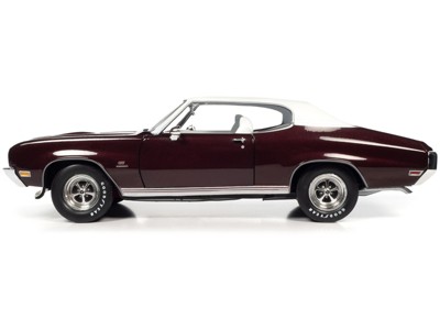 1970 Buick GS Stage 1 Burgundy Mist Metallic Diecast Model Car with White Top
