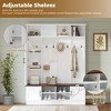 Whisen Versatile 3-in-1 Hall Tree with 6 Hooks, Farmhouse Walnut Storage Bench with Adjustable Shelves - 3 of 4