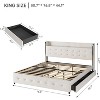 King Bed Frame with Storage Headboard and Charging Station Velvet Upholstered King Platform Bed Frame with 4 Drawers and Wooden Slat Support Noise Be - 2 of 4