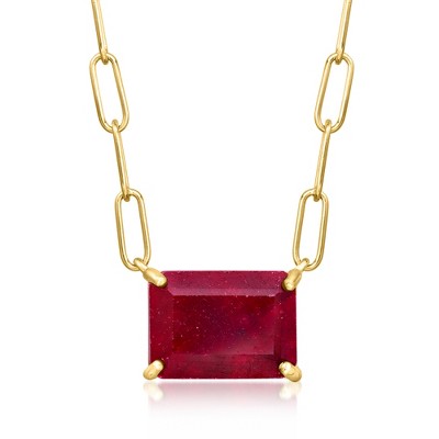 Ross-Simons 9.00 Carat Ruby Paper Clip Link Necklace in 18kt Gold Over Sterling Size 18