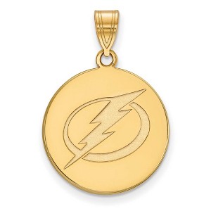 Black Bow Jewelry 14k Yellow Gold Plated Sterling Silver Tampa Bay Lightning NHL Large Pendant - 1 of 3