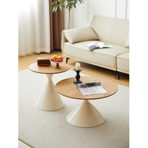 ROUND COFFEE TABLE WHITE+WOOD - 1 of 1