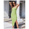 Garvee Women'S V-Neck Backless Suspender Dress Sexy Slit Slim Fit Buttock Wrap Suspender Dress - 3 of 4