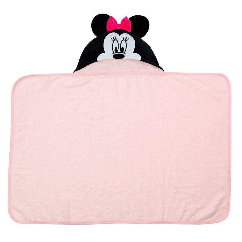 Lambs & Ivy Disney Baby Minnie Mouse Pink Cotton Hooded Baby Bath Towel, 5 of 6