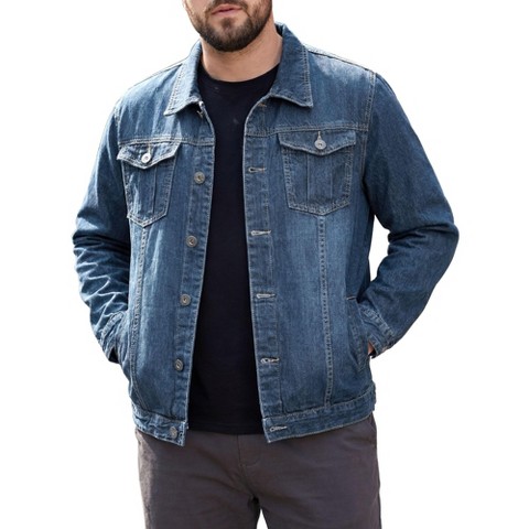 Мужские куртки INSPIRE CHIC Men's Denim Vintage Button Down Spring Trucker Jean Jacket Coat Medium Blue