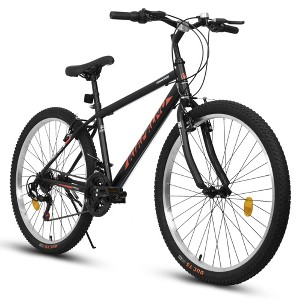 YONWAY 26 Inch Mountain Bike, Carbon Steel Mountain Bike 21-Speed Dual V-Brake, Front amd Rear Dual Shock Absorption for Trail and Short Trip - 1 of 4