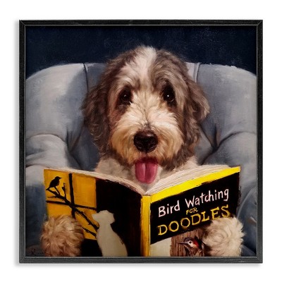 Stupell Industries Dog with Bird Watching Book, 12" x 12"