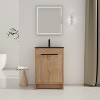 Vynxaria 24 in. Single Freestanding White Oak Plywood Bath Vanity with Black Ceramic Counter KD-PACKING Ready to Assemble - 3 of 4