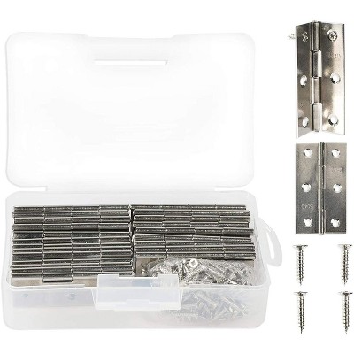 Okuna Outpost 30 Pack Stainless Steel 6 Hole Door Hinges with Screws, Cabinet Hinges (1.3 x 1.75 in)