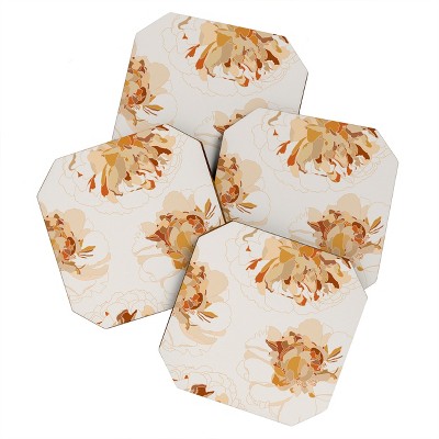 Iveta Abolina Peony Line Art I Set of 4 Coasters - Deny Designs