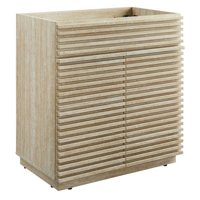 Modway Render 30" Faux Travertine Bathroom Vanity Cabinet – Wall-Mount Sink Base with Stone Look Finish (Sink Not Included)