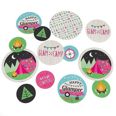 Big Dot of Happiness Let's Go Glamping - Camp Glamp Party or Birthday Party Giant Circle Confetti - Party Decorations - Large Confetti 27 Count