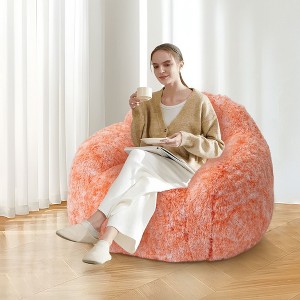 Cozy Faux Fur Bean Bag Chair with Armrest, Soft Bean Bag Couch for Gaming, Reading & Relaxing - 1 of 4