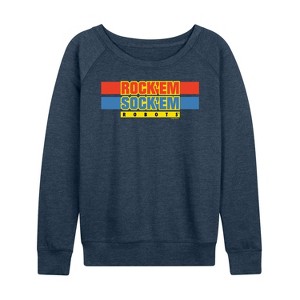 Women's - Rock 'Em Sock 'Em Robots - Rock Sock Em Logo Lightweight French Terry Wide Neck Long Sleeve Shirt - 1 of 4