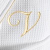 Linum Home Textiles Hotel 100% Turkish Cotton Waffle Terry Personalized White Bathrobe with Gold Satin Piped Trim in Gold Script Font - 2 of 2