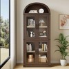 Arched Bookcase with Doors Tall Bookshelf Display Storage Shelves 71.4in Deep Wooden Cabinet Farmhouse Bookcases - 2 of 4