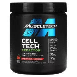 MuscleTech Cell Tech CREACTOR, Creatine HCl + Free-Acid Creatine, Fruit Punch Extreme, 9.51 oz (269 g)