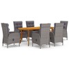 vidaXL Patio Dining Set - 7 Piece Gray 79.1" Table Length - 2 of 4