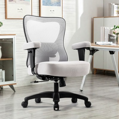 TiramisuBest Large Light Grey Mesh Ergonomic Executive Chair for Heavy Duty People