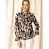 Allegra K Women's Floral Tie V Neck Chiffon Ruffle Trumpet Sleeve Blouse - 2 of 4