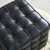 Sapphtopaz Upholstered Ottoman Genuine Leather Grid Bench Foot Stool with Biscuit Tufted Foot Stools Ottoman for Living Room, Entryway, Indoor - 3 of 4