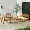 Saracina Home 4pc Mid-Century Modern Slatted Acacia Outdoor Patio Conversation Furniture Set - 2 of 4