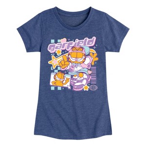 Girls' - Garfield - Kawaii Y2K Fitted Short Sleeve Graphic T-Shirt - 1 of 4