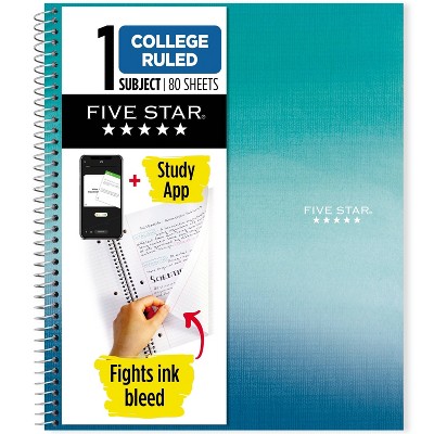 Five Star Fashion 1 Subject 80ct College Ruled Notebook Ombre Tide