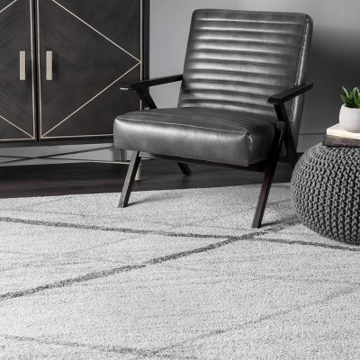 Gray Abstract Non-Slip Synthetic Runner Rug