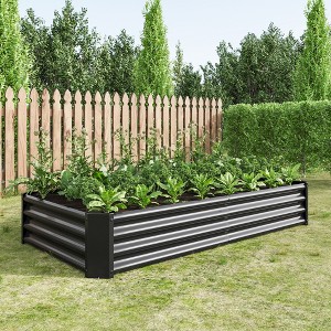 KTMBDW 3 Size Galvanized Raised Garden Beds, Outdoor Metal Gardening Planter Box, Rectangle Raised Planter for Vegetable Elevated Flower Herbs - 1 of 4