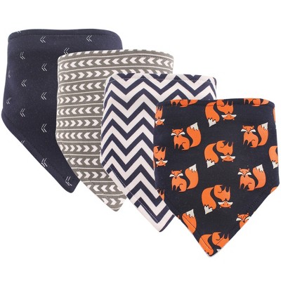 Hudson Baby Infant Boy Cotton Bandana Bibs 4pk, Foxy, One Size