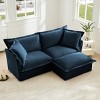 Slipcovered Sectional Sofa, 2 Seater Sofa with Removable Cover, Sofa with Convertible Ottoman, Chenille Fabric Sectional Sofas-Cuddlewood - 3 of 4